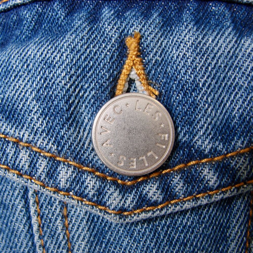 Anthropologie Avec Les Filles Denim Jean Jacket Faux Fur Trim Size Small NEW - Picture 10 of 15